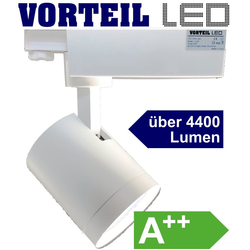 Energieeffizienzklasse A Ø 96mm Mextronic 3-Phasen-LED-Strahler für Stromschienen: 40W Warmweiß