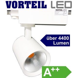 3 Phasen LED Strahler 40W für Stromschienen (A++) weiß, 4400 Lumen