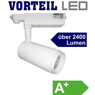 3 Phasen LED Strahler 30W für Stromschienen (A+) weiß, 2400 Lumen
