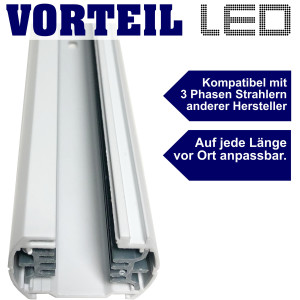 3-Phasen Schiene 0,5 m lang, weiß, Stromschiene
