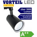 3 Phasen LED Strahler 20-30W für Stromschienen (A++) schwarz, 3000 Lumen