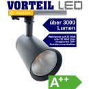 3 Phasen LED Strahler 20-30W f&uuml;r Stromschienen (A++) schwarz, 3000 Lumen