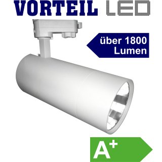 3 Phasen LED Strahler 35W für Stromschienen (A++) weiß, (135 lm/W)