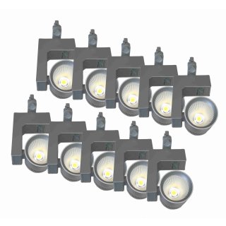 10 Stück 3-Phasen LED Strahler 20W für Stromschienen silber -gebraucht