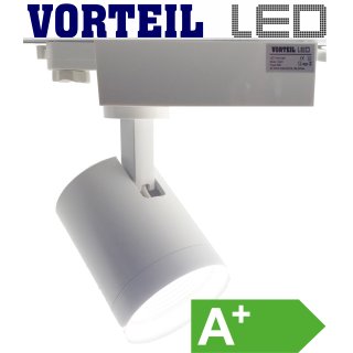 3 Phasen LED Strahler 30W für Stromschienen (A+) weiß, 3000 Lumen