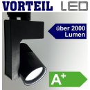 3 Phasen LED Strahler 20W f&uuml;r Stromschienen (A+) schwarz, 2000 Lumen